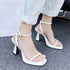 Luxury Square Toe Cross Strap Heels